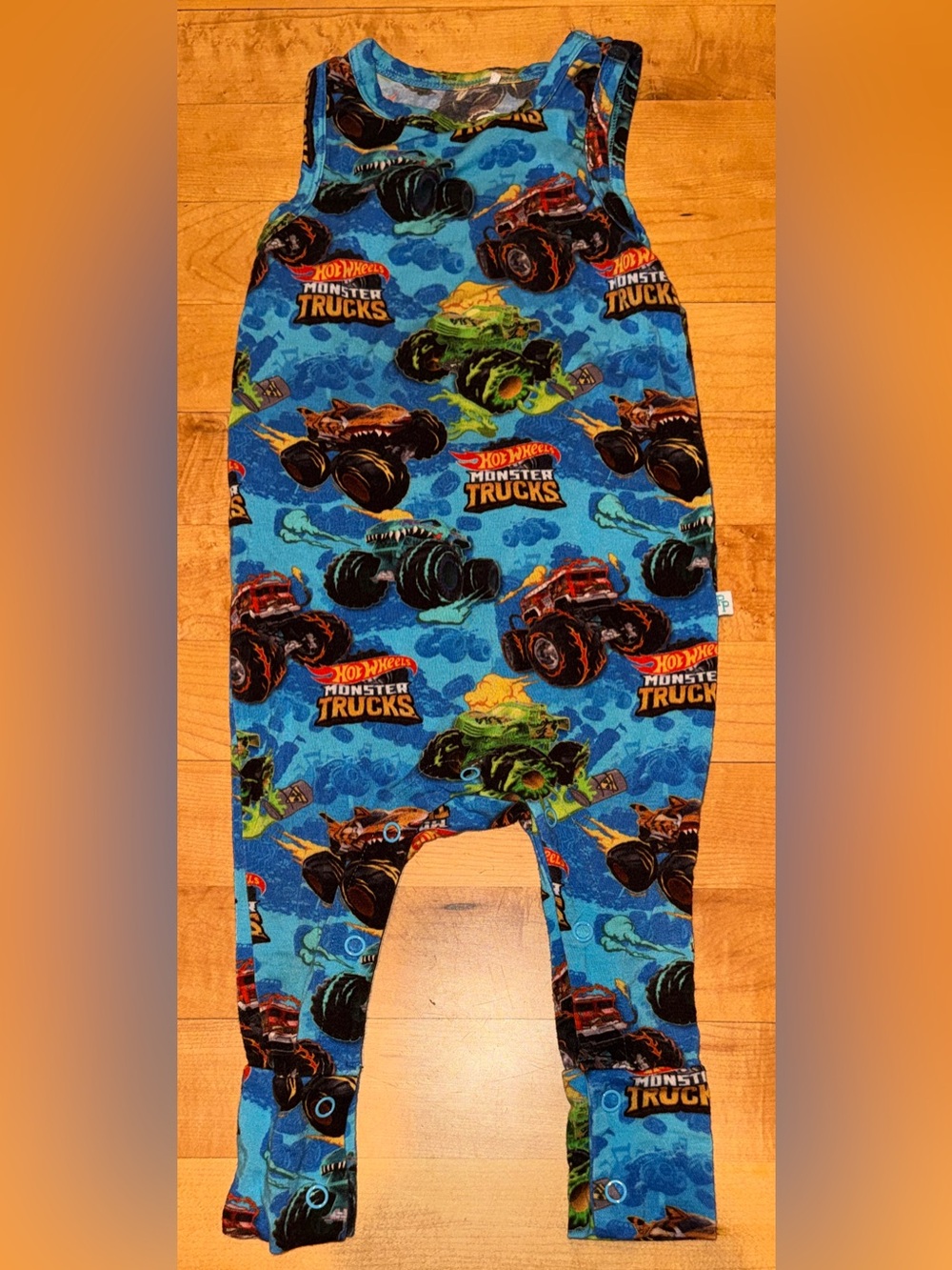 Posh Peanut bamboo Hot Wheels Monster Trucks sleeveless romper 9-12 months
